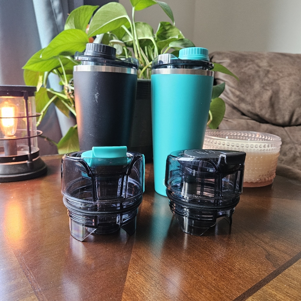 Teal and Black Insulated Travel Mug Set